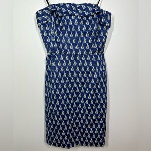 Vineyard Vines Blue Sailboat Print Strapless Dress Size 2